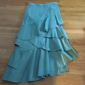 Banana Republic Sage Green Cascading Ruffle skirt